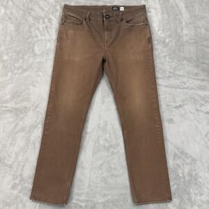 Volcom Jeans Mens 34 Brown Solver Modern Straight Skater Stretch Denim Comfort